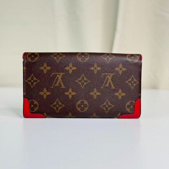 Louis Vuitton Monogram Canvas Wallet with Red Trim and Gold Hardware - Picture 2 of 7